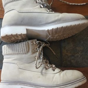 Sweater and Suede Hiking Boots size 8